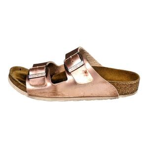 Birkenstock Arizons Copper Rose Gold Classic 2 Strap Sandal Girls Size 31 13